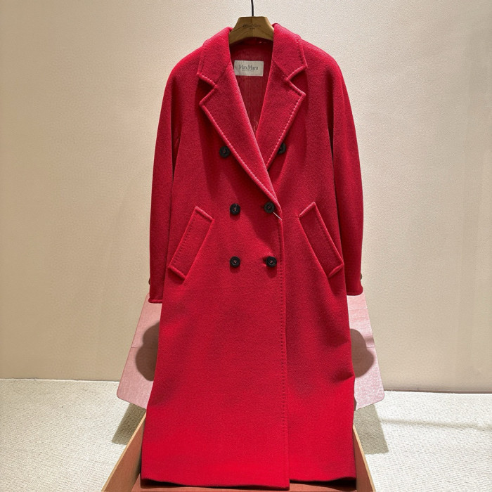 NIGO MaxMara Women's Fall/Winter Fashion Classic Solid Color V Neck Single Breasted Long Sleeve Mid Length Coat Jacket #nigo79426