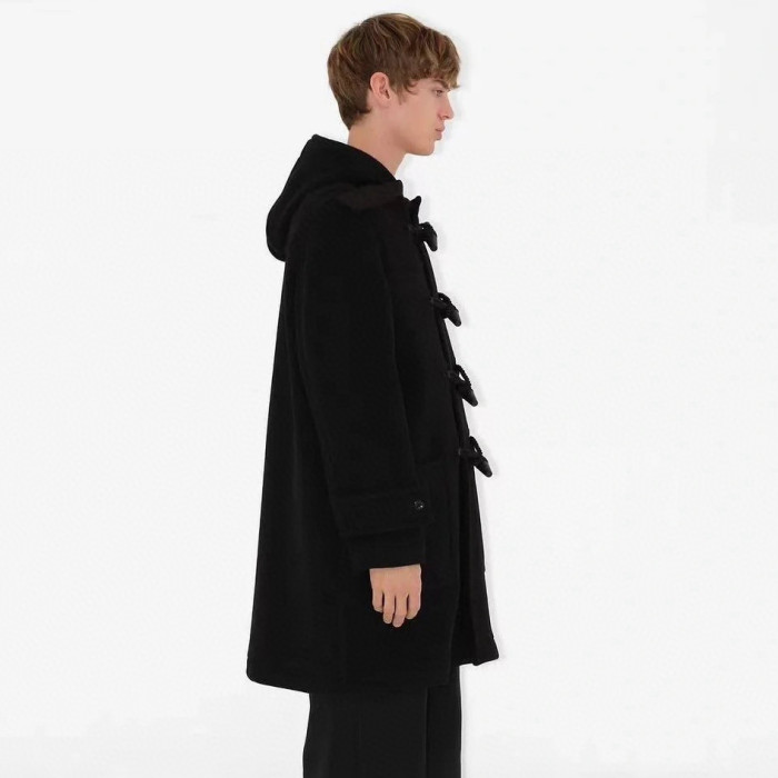 NIGO Burberry Men's And Women's Fall/winter Fashion Classic Solid Color Hooded Horn Button Mid Length Coat Trench Jacket #nigo79429