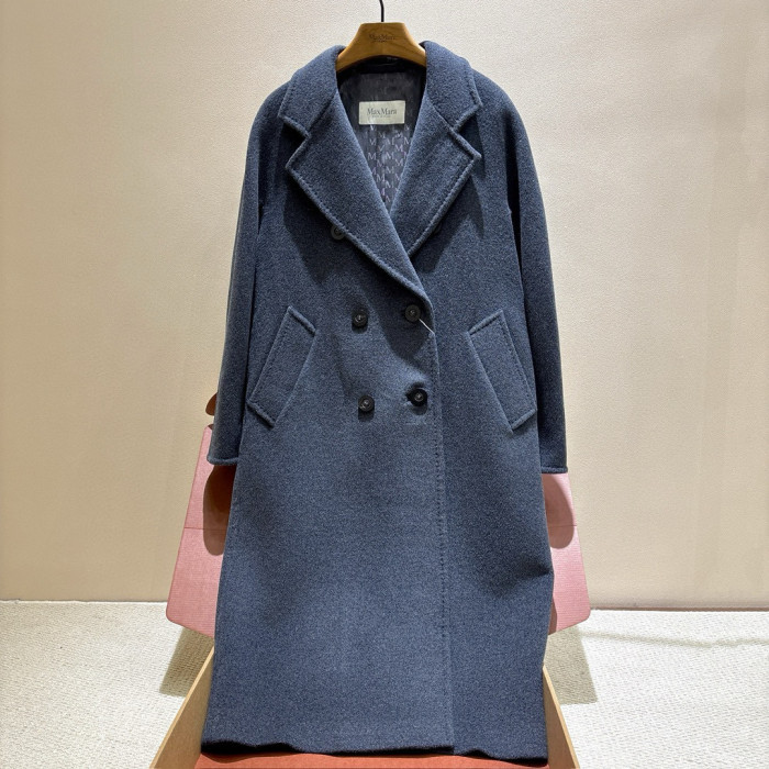 NIGO MaxMara Women's Fall/Winter Fashion Classic Solid Color V Neck Single Breasted Long Sleeve Mid Length Coat Jacket #nigo79426