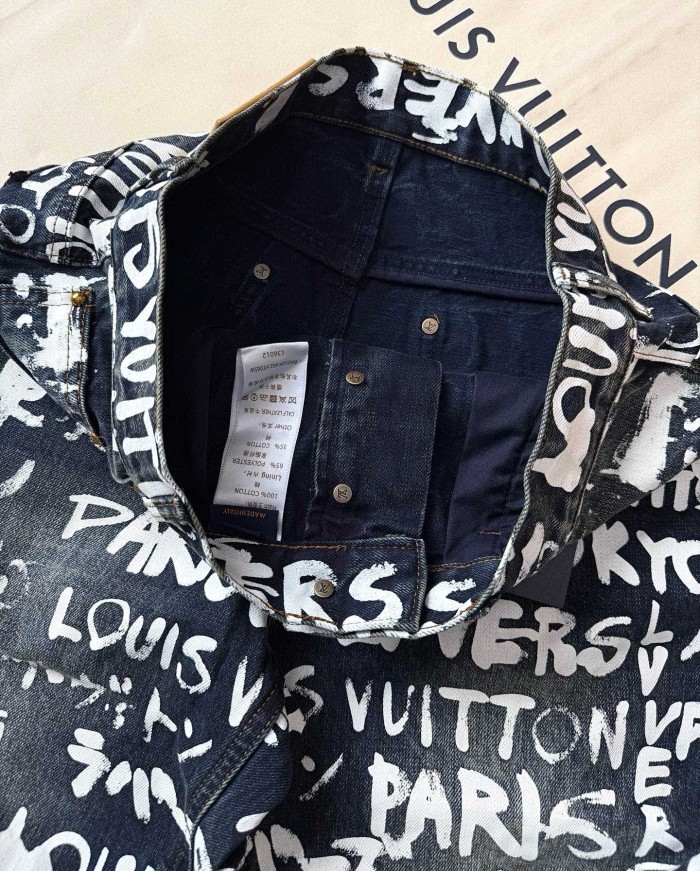 NIGO Louis Vuitton Men's Spring/Fall Fashion Casual Full Letter Graffiti Jeans Pants #nigo79433