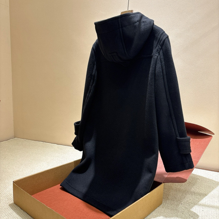 NIGO Burberry Men's And Women's Fall/winter Fashion Classic Solid Color Hooded Horn Button Mid Length Coat Trench Jacket #nigo79429