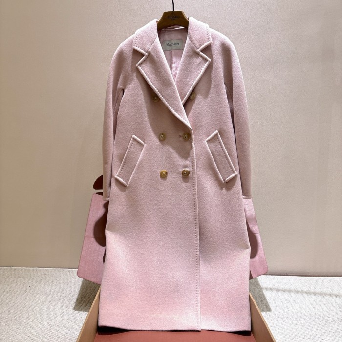 NIGO MaxMara Women's Fall/Winter Fashion Classic Solid Color V Neck Single Breasted Long Sleeve Mid Length Coat Jacket #nigo79426