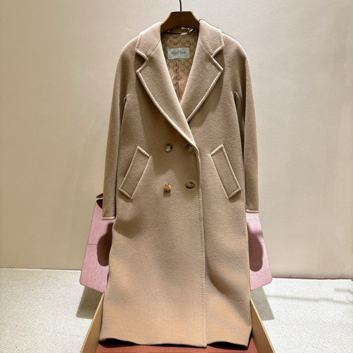 NIGO MaxMara Women's Fall/Winter Fashion Classic Solid Color V Neck Single Breasted Long Sleeve Mid Length Coat Jacket #nigo79426