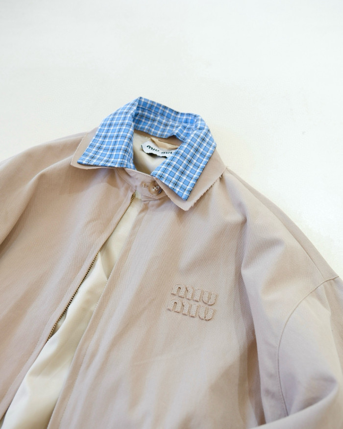 NIGO MiuMiu Women's Spring/Fall Fashion Casual Plaid Patchwork Collar Zipper Front Long Sleeve Jacket #nigo79438