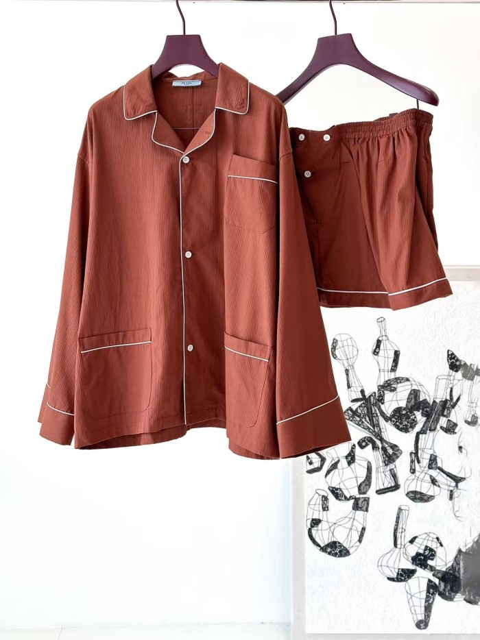 NIGO Prada Women's Spring Inspired Fashionable Casual Contrast Color V Neck Single Button Loose Fit Pajama Style Shirt #nigo79478