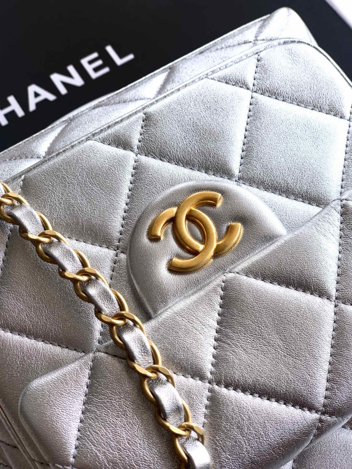 NIGO Chanel Women's Fashion Classic Solid Color Double Zip Leather Logo Backpack With Chain Straps Bag Bags AS5793-B22082-94305 #nigo79454