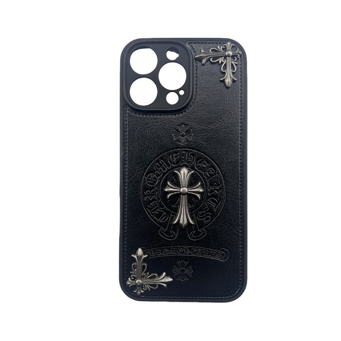 NIGO Chrome Hearts Men's And Women's Fashion Solid Color Logo Cross Print Decorative Leather Embossed Design Iphone Case  Accessories #nigo79469