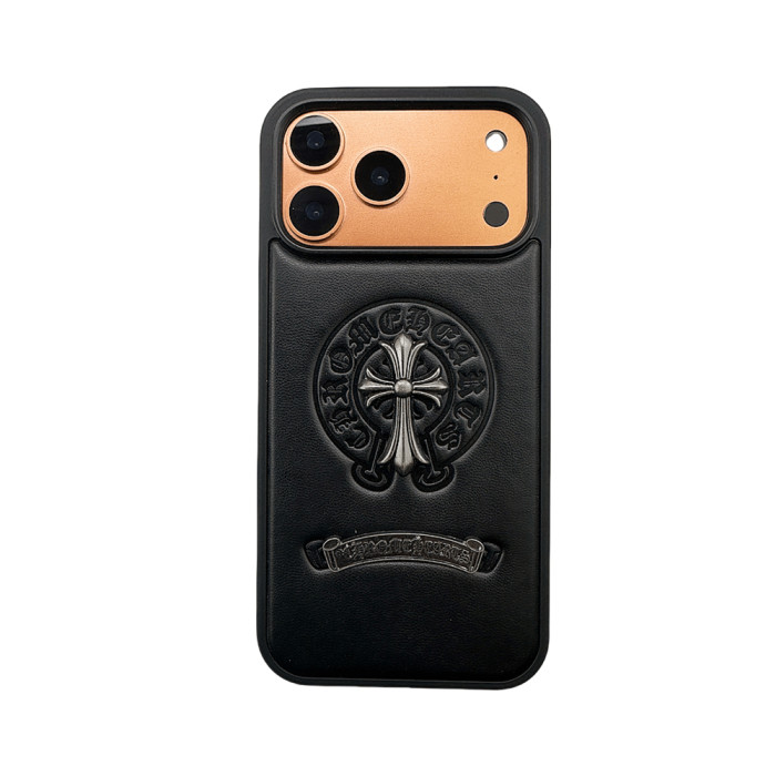 NIGO Chrome Hearts Men's And Women's Fashion Solid Color Logo Cross Print Decorative Leather iPhone Case Accessories #nigo79468
