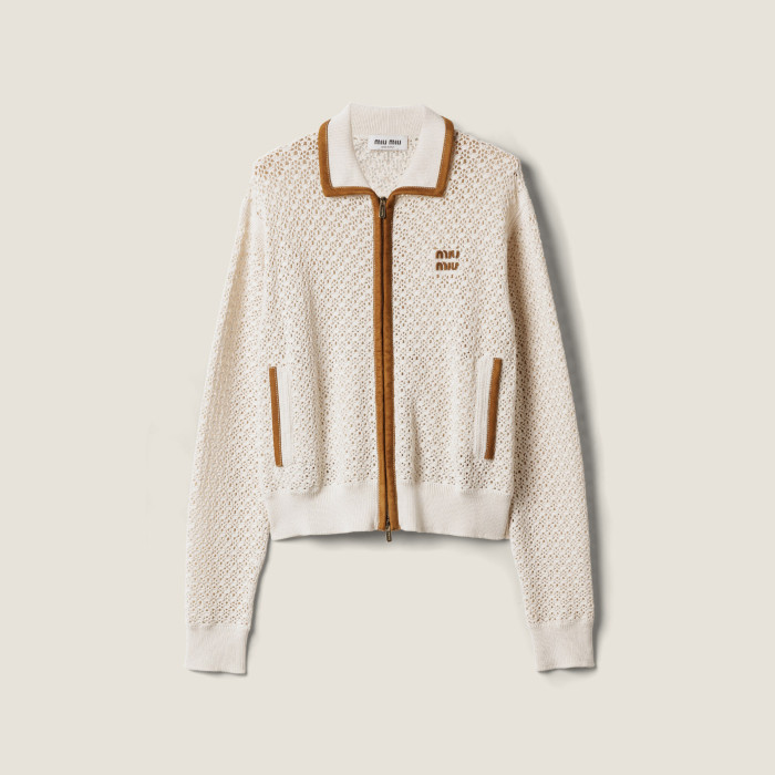NIGO MiuMiu Women's Fall/Winter Fashionable Casual Collared Zipper Contrast-Trim Cardigan #nigo79462