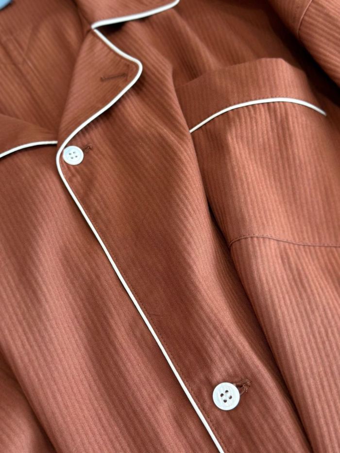 NIGO Prada Women's Spring Inspired Fashionable Casual Contrast Color V Neck Single Button Loose Fit Pajama Style Shirt #nigo79478