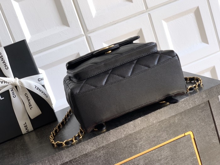 NIGO Chanel Women's Fashion Classic Solid Color Double Zip Leather Logo Backpack With Chain Straps Bag Bags AS5793-B22082-94305 #nigo79454