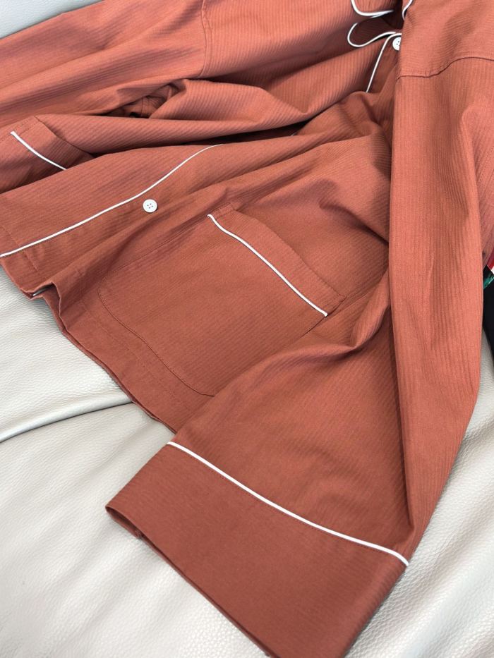 NIGO Prada Women's Spring Inspired Fashionable Casual Contrast Color V Neck Single Button Loose Fit Pajama Style Shirt #nigo79478