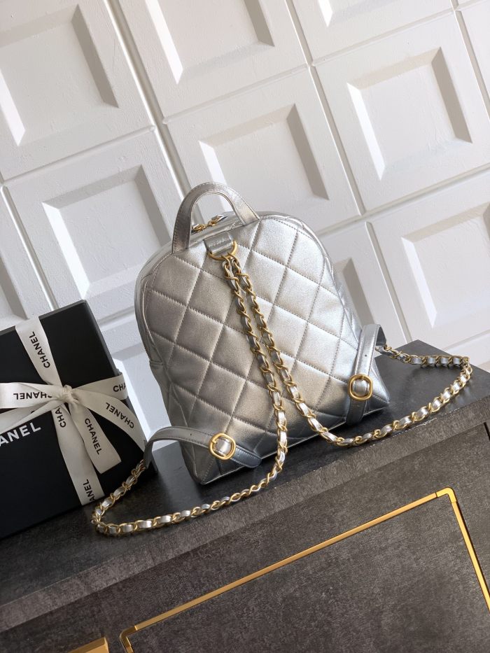 NIGO Chanel Women's Fashion Classic Solid Color Double Zip Leather Logo Backpack With Chain Straps Bag Bags AS5793-B22082-94305 #nigo79454