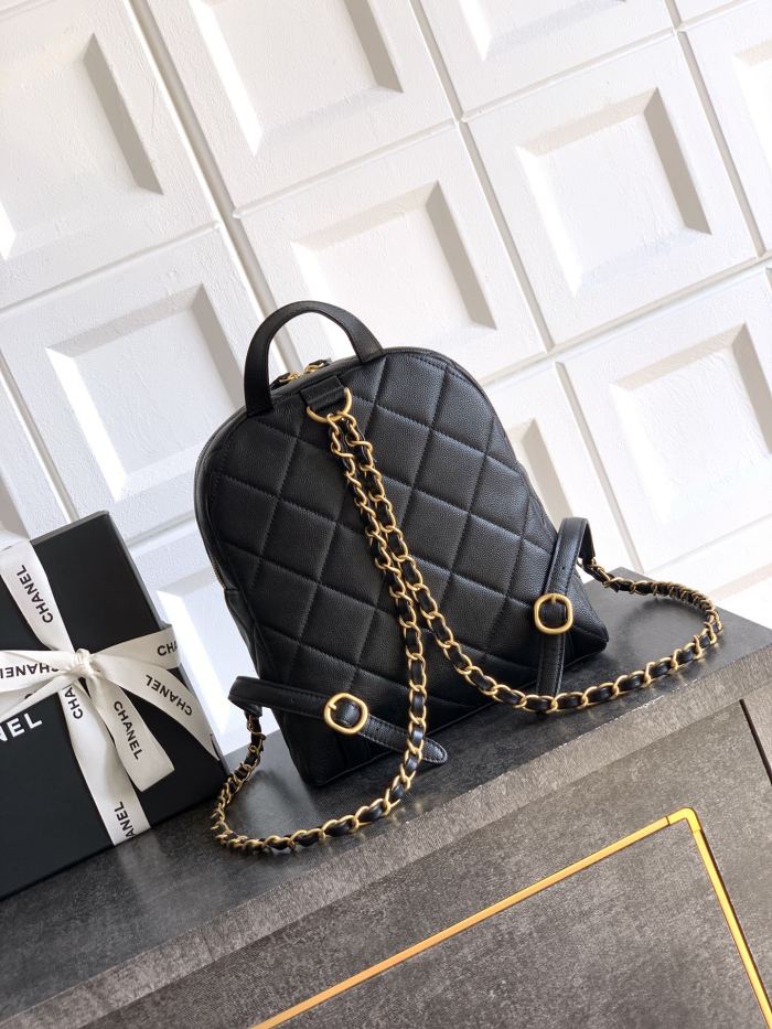NIGO Chanel Women's Fashion Classic Solid Color Double Zip Leather Logo Backpack With Chain Straps Bag Bags AS5793-B22082-94305 #nigo79454