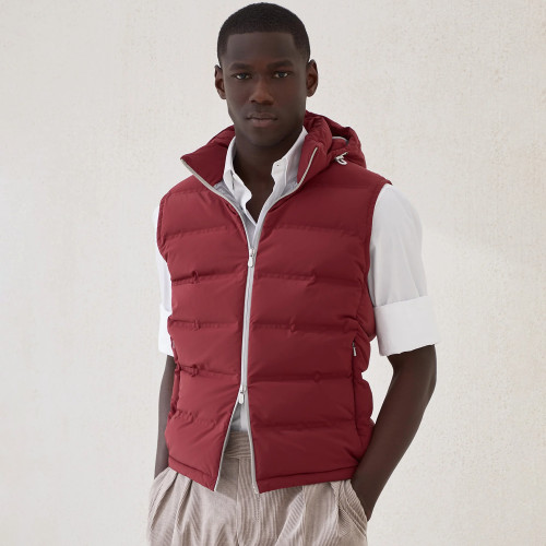 NIGO Brunello Cucinelli ﻿Men's Fall/Winter Stand-Up Collar Double-Zip Bonded Taffeta Down Vest with Heat-Sealed Seams And Detachable Hood Ngvp #nigo2717