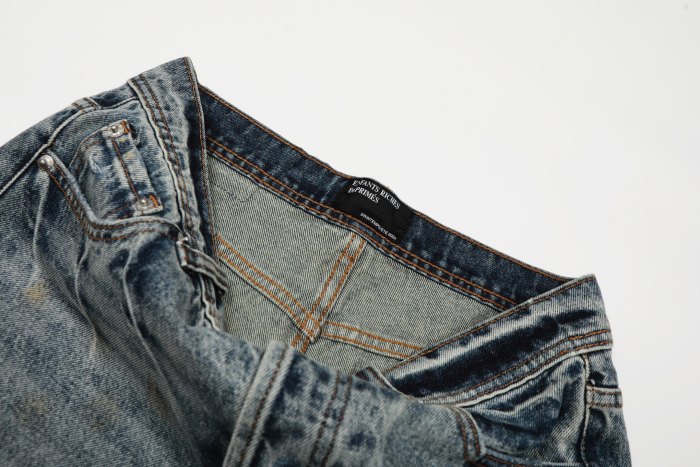 NIGO Enfants Riches Deprimes Men's & Women's Four-Season Distressed Patchwork Embroidered Mid-Rise Flared Jeans Casual Solid-Color Denim Pants Ngvp #nigo2715