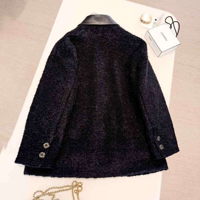 NIGO Chanel Women's Fall/Winter Fashion Classic Vintage Style Single Breasted Double C Wool Tweed Oversized Lapel Jacket #nigo79455