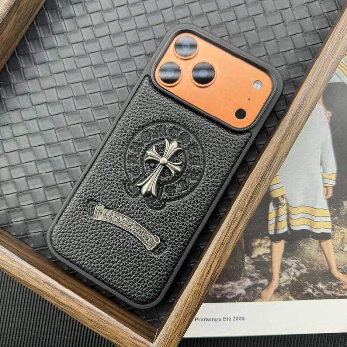 NIGO Chrome Hearts Men's And Women's Fashion Solid Color Logo Cross Print Decorative Leather iPhone Case Accessories #nigo79468