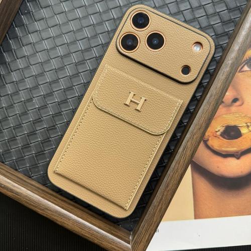 NIGO Hermes Men's And Women's Classic Solid Color Logo Leather Apple Series Phone Case Accessories #nigo79471