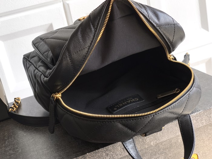 NIGO Chanel Women's Fashion Classic Solid Color Double Zip Leather Logo Backpack With Chain Straps Bag Bags AS5793-B22082-94305 #nigo79454