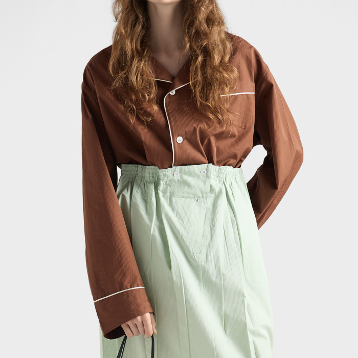 NIGO Prada Women's Spring Inspired Fashionable Casual Contrast Color V Neck Single Button Loose Fit Pajama Style Shirt #nigo79478