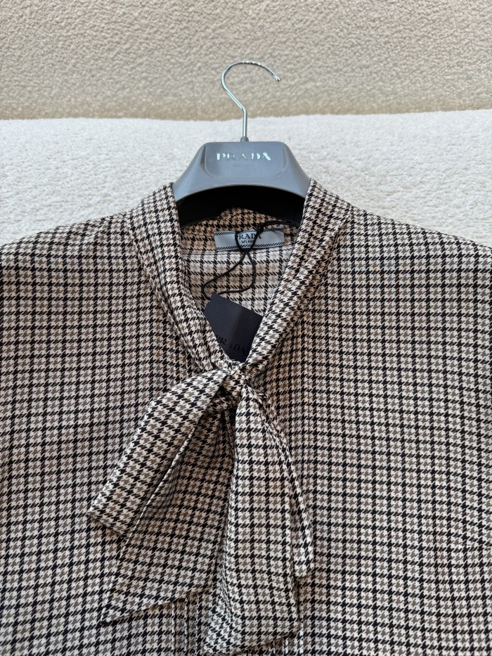 NIGO Prada Women's Spring/Fall Fashion Casual Plaid Print Single-Breasted Silk Cardigan Shirt #nigo79458