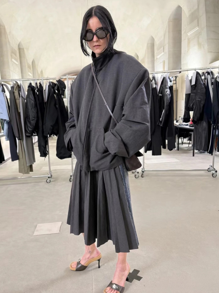NIGO Balenciaga Women's Fall/Winter Padded Shoulder Zipper Solid Color Loose-Fit Short-Length Long-Sleeve Jacket Ngvp #nigo2716