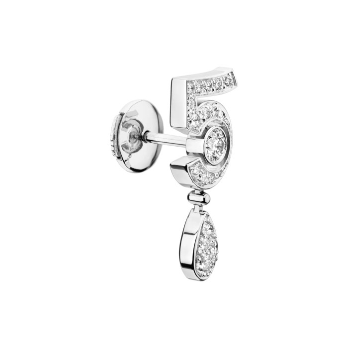 NIGO Chanel ETERNAL N°5 Women's Fashion Classic Teardrop Diamond Earrings Lucky Number 5 Asymmetrical Design Stud Jewelry Accessories #nigo79466