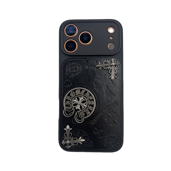 NIGO Chrome Hearts Men's And Women's Fashion Solid Color Logo Cross Print Decorative Leather Embossed Design Iphone Case  Accessories #nigo79469