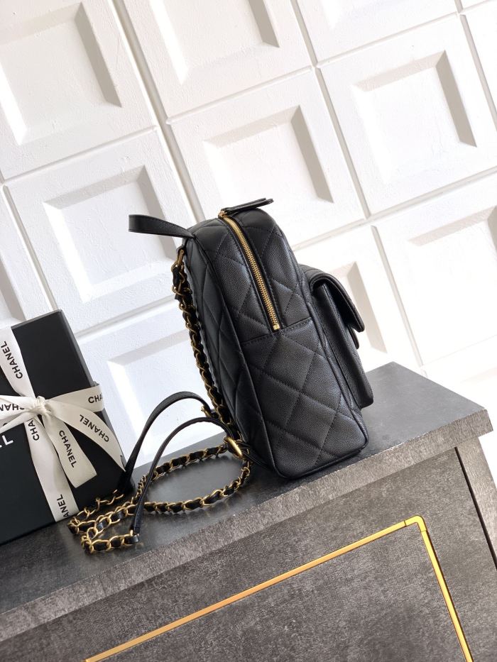 NIGO Chanel Women's Fashion Classic Solid Color Double Zip Leather Logo Backpack With Chain Straps Bag Bags AS5793-B22082-94305 #nigo79454