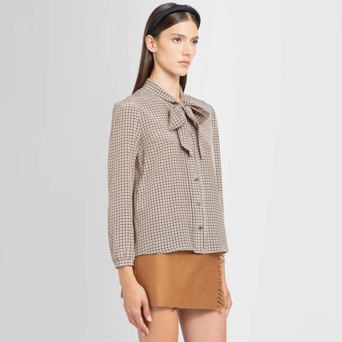 NIGO Prada Women's Spring/Fall Fashion Casual Plaid Print Single-Breasted Silk Cardigan Shirt #nigo79458