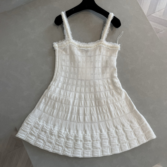 NIGO Chanel Women's Summer Fashion Casual Solid Color Sleeveless Fringe Halter Dress #nigo79456