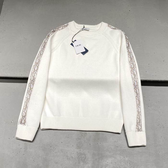 NIGO Dior Men's and Women's Fall/Winter Crewneck Pullover Oblique Print Patchwork Floral Weave Ribbed Knit Pullover Sweater #nigo79479