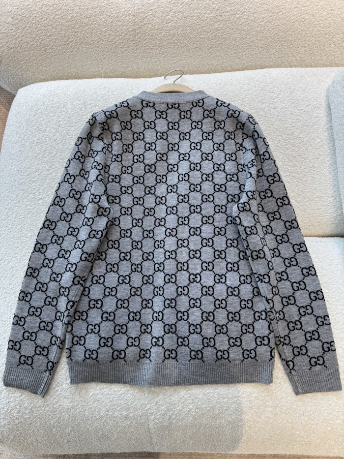 NIGO Gucci Men's and Women's Autumn/Winter Fashion Casual Double-Faced GG Jacquard Fine Wool Knit Cardigan #nigo79486