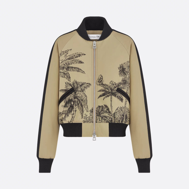 NIGO Dior Dioriviera Men's And Women's Fall/Winter Fashion Casual Color Block Zipper Palms Rui Print Pilot Jacket #nigo79487