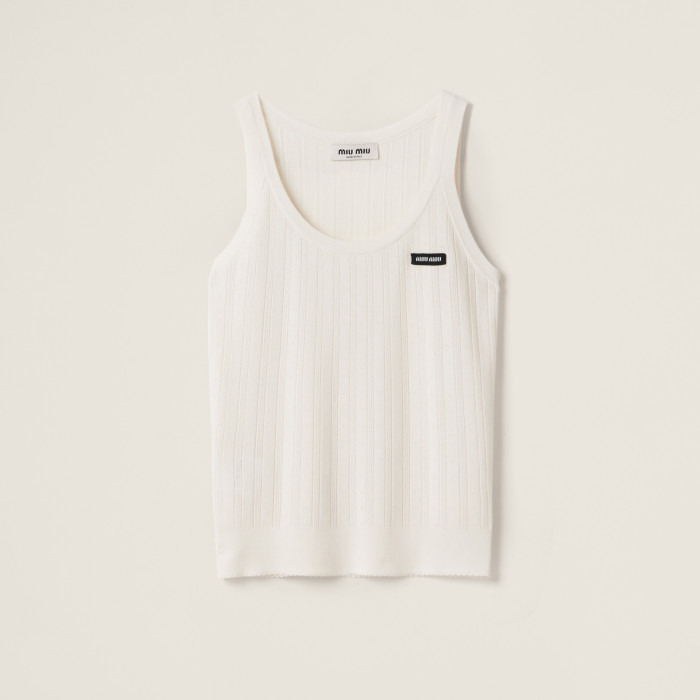 NIGO MiuMiu Women's Spring/Summer Fashion Casual Round U-Neck Pullover Logo Icon Openwork Knit Vest #nigo79485