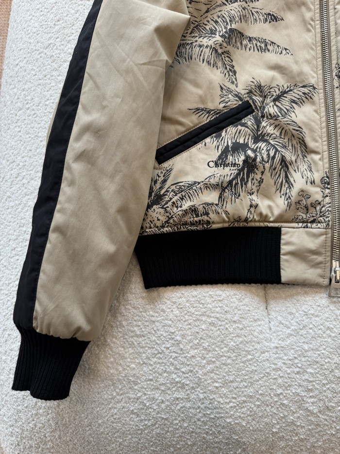NIGO Dior Dioriviera Men's And Women's Fall/Winter Fashion Casual Color Block Zipper Palms Rui Print Pilot Jacket #nigo79487