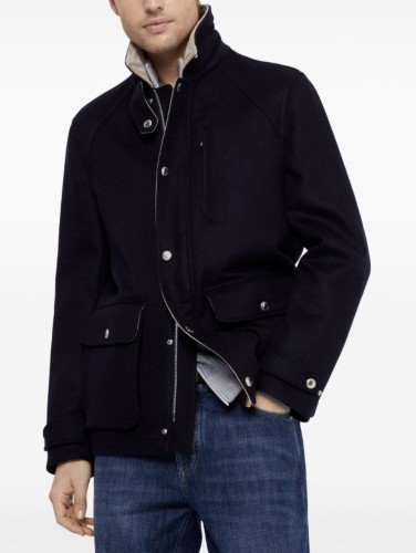 NIGO Brunello Cucinelli Men's Fall/Winter Fashion Show Reversible Collar Zipper Hunting Style Vintage Business Casual Wool Twill Coat Jacket #nigo79494