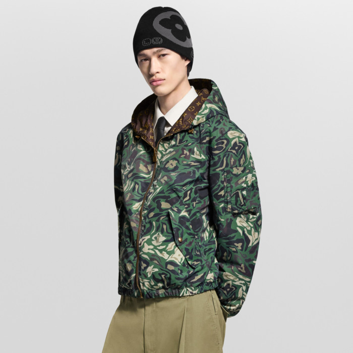 NIGO Louis Vuitton MONOGRAM Men's Spring/Fall Fashion Casual Hooded Zipper Camouflage Vintage Print Reversible Hooded Jacket Trench Coat Jacket #nigo79491
