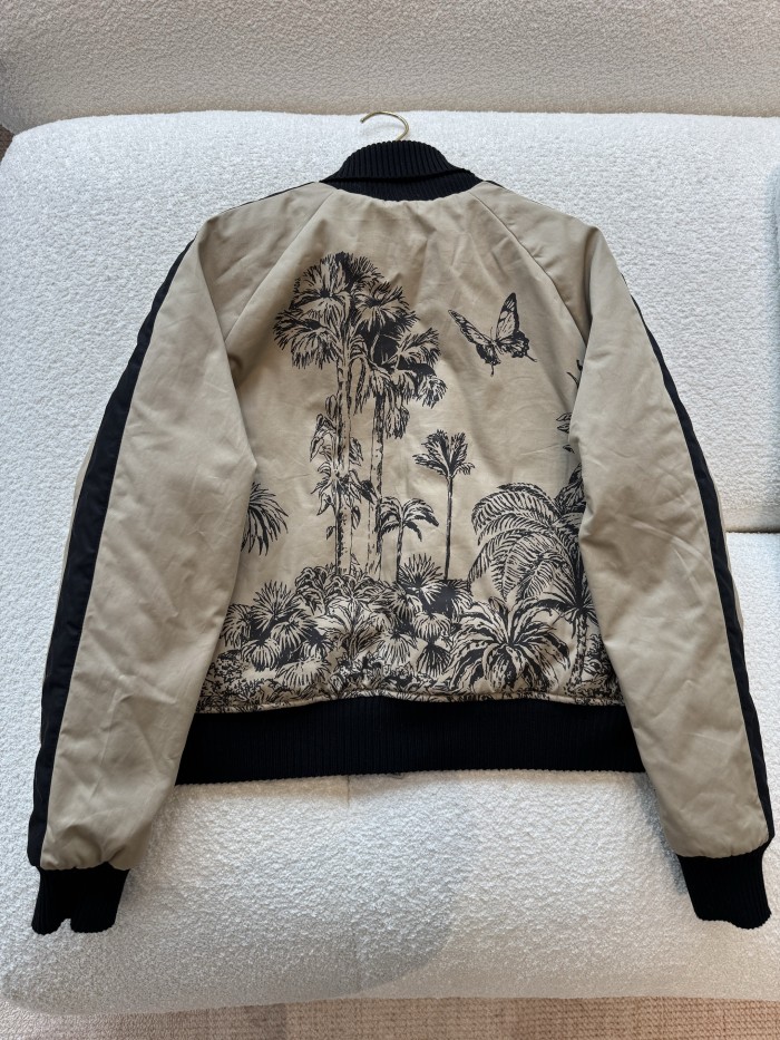 NIGO Dior Dioriviera Men's And Women's Fall/Winter Fashion Casual Color Block Zipper Palms Rui Print Pilot Jacket #nigo79487