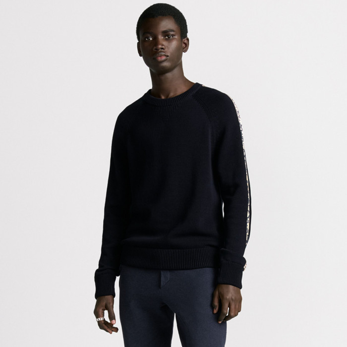 NIGO Dior Men's and Women's Fall/Winter Crewneck Pullover Oblique Print Patchwork Floral Weave Ribbed Knit Pullover Sweater #nigo79479