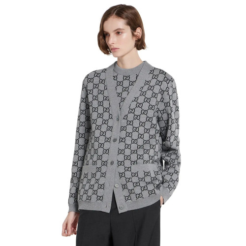 NIGO Gucci Men's and Women's Autumn/Winter Fashion Casual Double-Faced GG Jacquard Fine Wool Knit Cardigan #nigo79486
