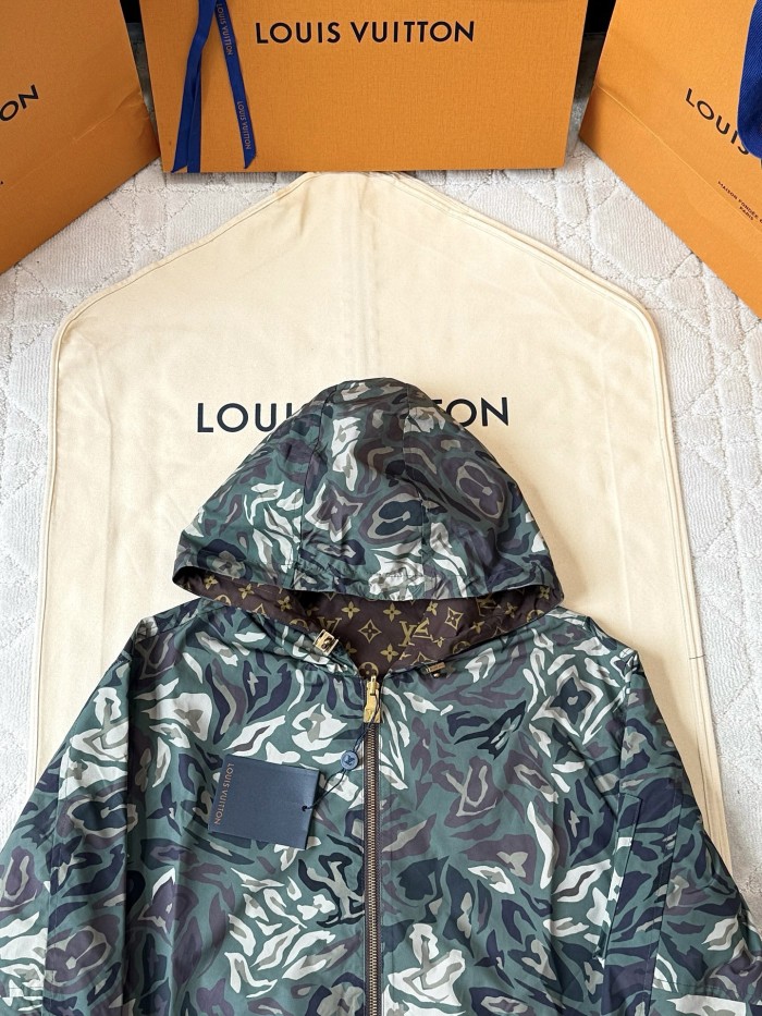 NIGO Louis Vuitton MONOGRAM Men's Spring/Fall Fashion Casual Hooded Zipper Camouflage Vintage Print Reversible Hooded Jacket Trench Coat Jacket #nigo79491
