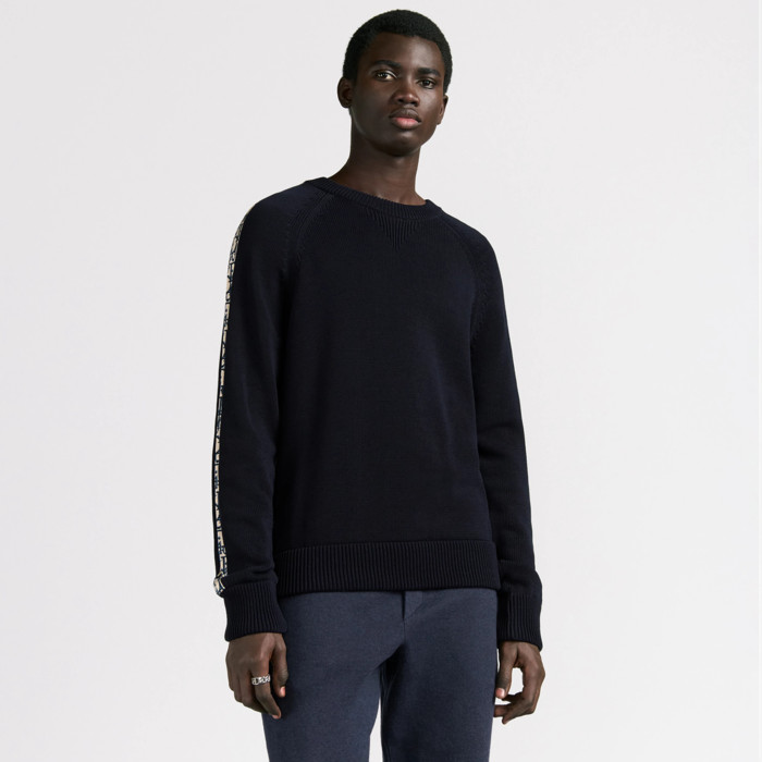 NIGO Dior Men's and Women's Fall/Winter Crewneck Pullover Oblique Print Patchwork Floral Weave Ribbed Knit Pullover Sweater #nigo79479