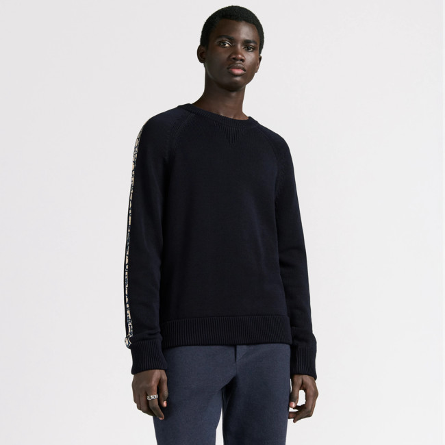 NIGO Dior Men's and Women's Fall/Winter Crewneck Pullover Oblique Print Patchwork Floral Weave Ribbed Knit Pullover Sweater #nigo79479