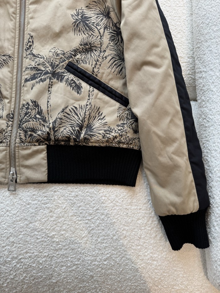 NIGO Dior Dioriviera Men's And Women's Fall/Winter Fashion Casual Color Block Zipper Palms Rui Print Pilot Jacket #nigo79487