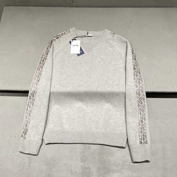 NIGO Dior Men's and Women's Fall/Winter Crewneck Pullover Oblique Print Patchwork Floral Weave Ribbed Knit Pullover Sweater #nigo79479