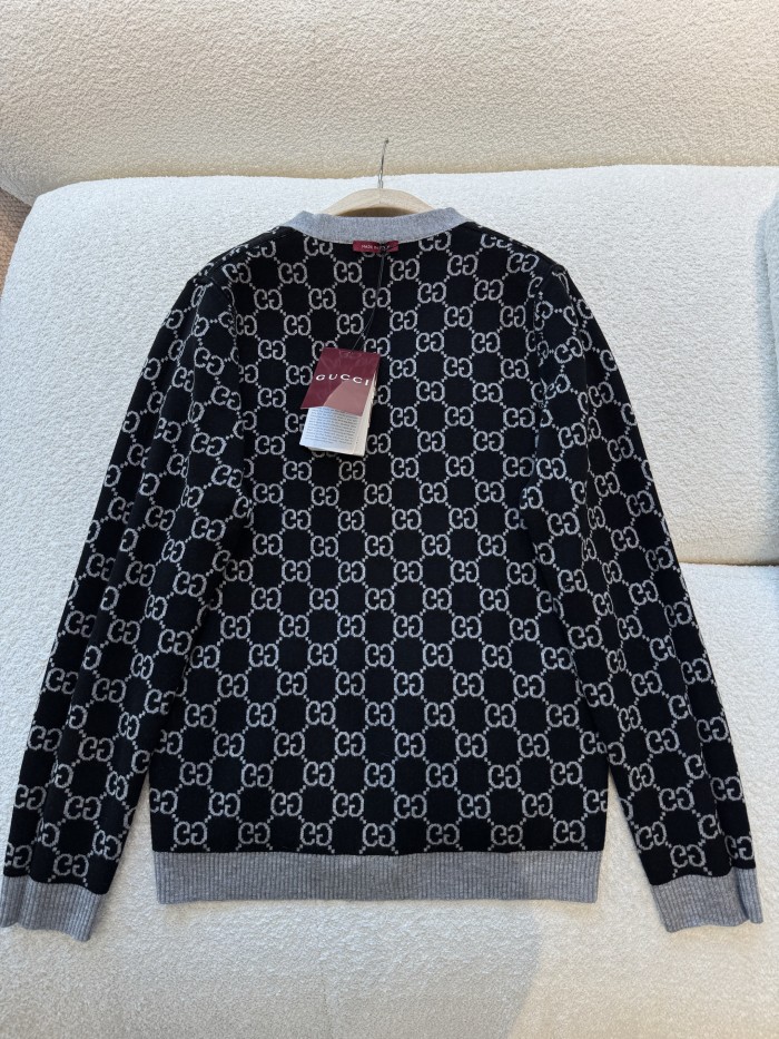 NIGO Gucci Men's and Women's Autumn/Winter Fashion Casual Double-Faced GG Jacquard Fine Wool Knit Cardigan #nigo79486
