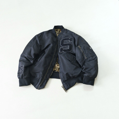 NIGO Supreme Men's Fall/Winter Fashion Casual High-Neck Zipper Leopard Print Faux Suede Nylon Fabric Air Force Jacket #nigo79527