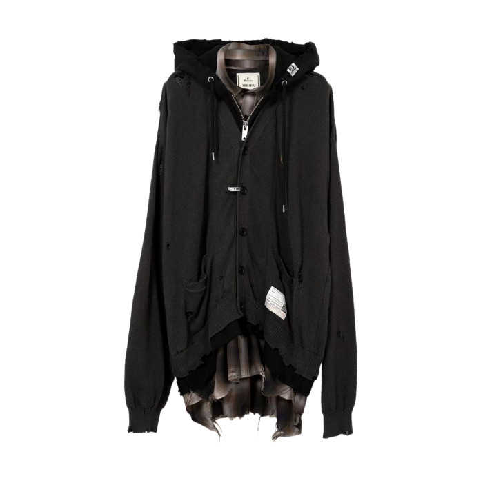 NIGO Maison Mihara Yasuhiro Spring/summer Fashion Casual Solid Color Hooded Zipper Embroidered Oversized Relaxed Patchwork Long Sleeve Knit Sweater Jacket #nigo79498
